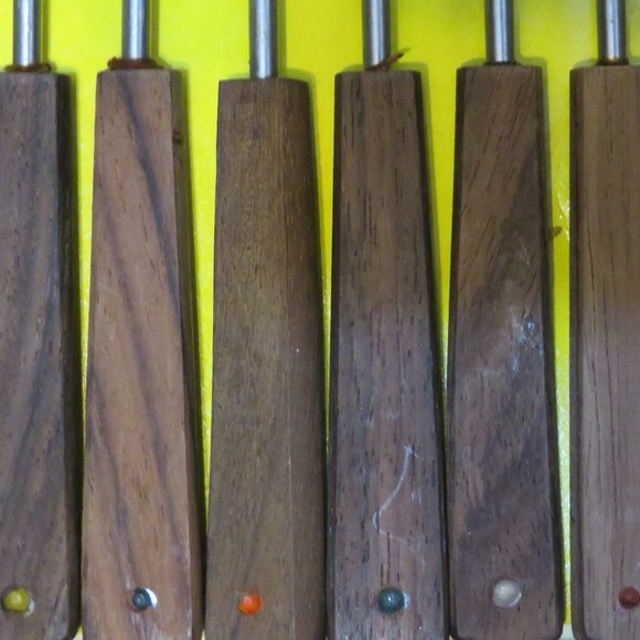 Vintage FONDUE Forks in Original Box Stainless Steel Teak Handles (221V) - Picture 7 of 7